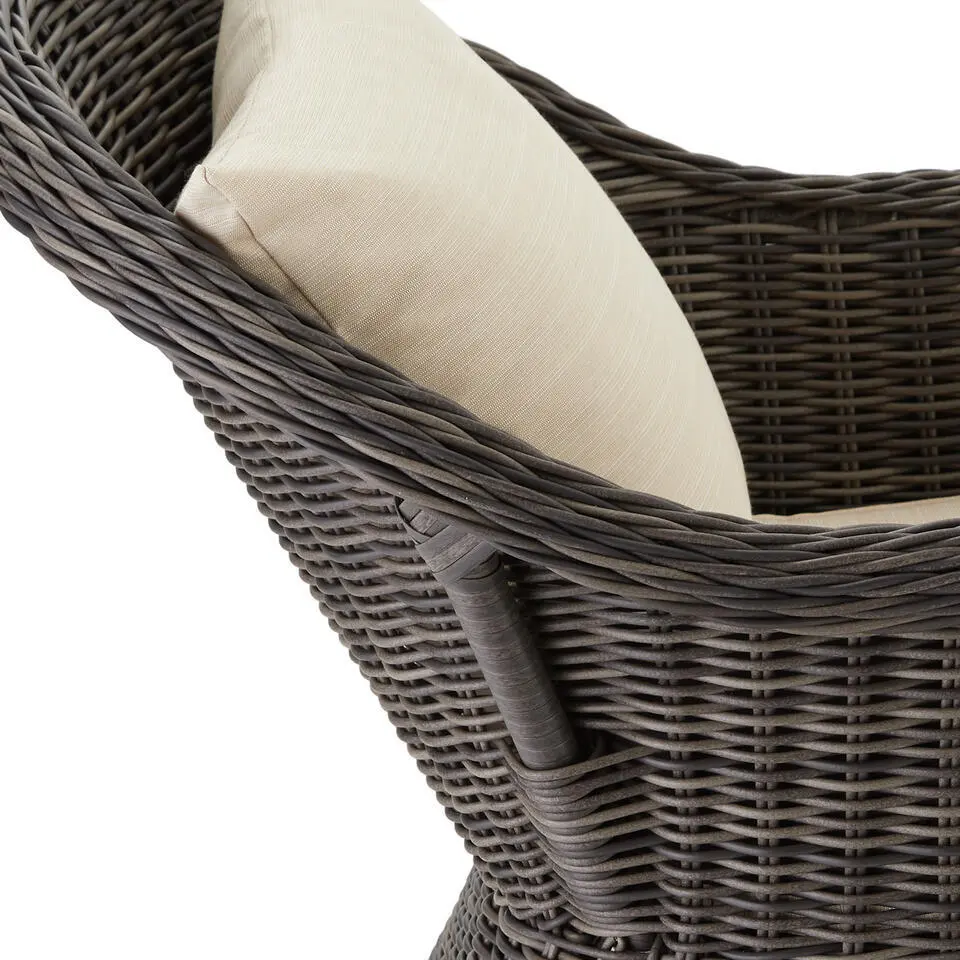 tectake® - 2 Luxe wicker stoelen - Fauteuils - zachte kussens - grijs - 403682