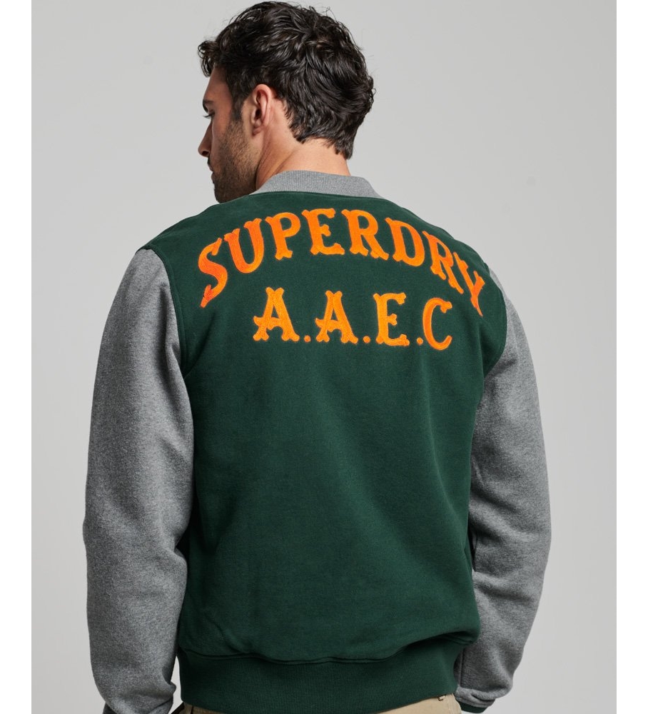 Jaqueta bomber vintage universitária da Superdry, cinza/verde