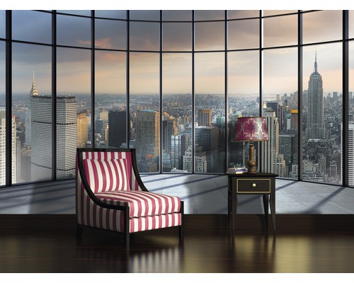 Vliesbehang 1510 VEXXL New York raam skyline 3-delige set 312 x 219 cm