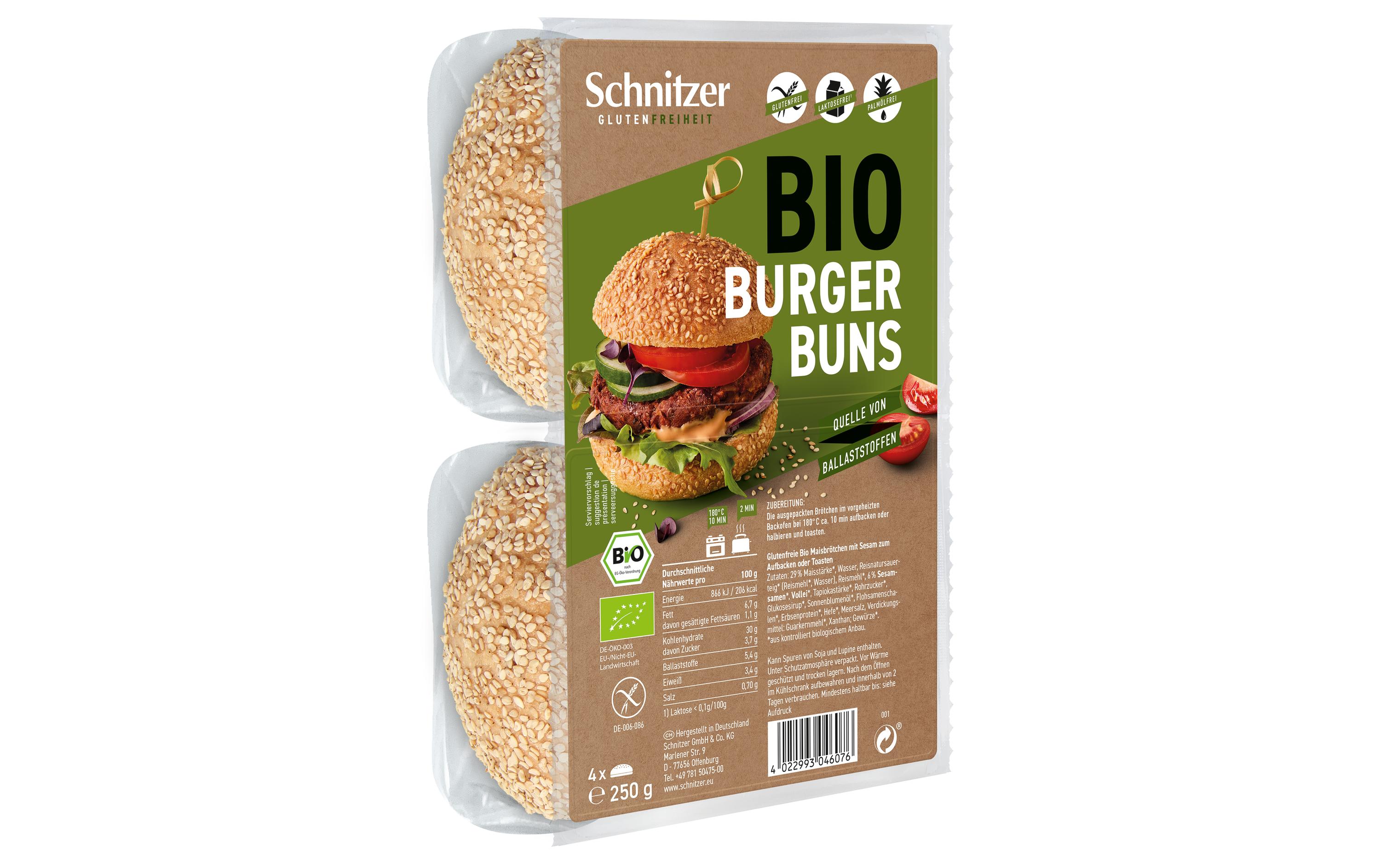 Bio Hamburger Buns 4 x 50 gGlutenfreie Brötchen für Hamburger