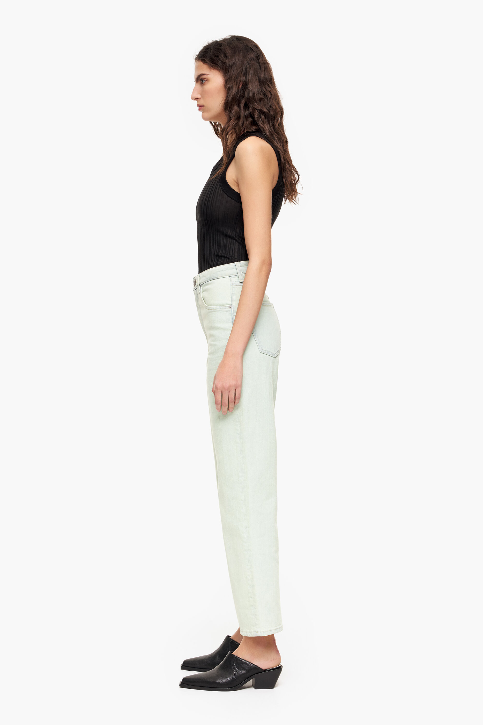 Calça Jeans Reta Cropped - Verde Menta