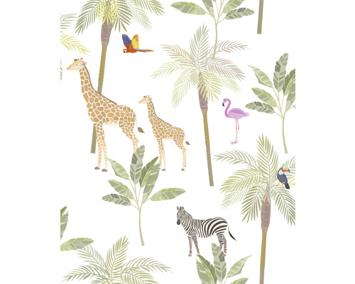 Vliesbehang 45880 Kindermuren Dieren Jungle groen bruin