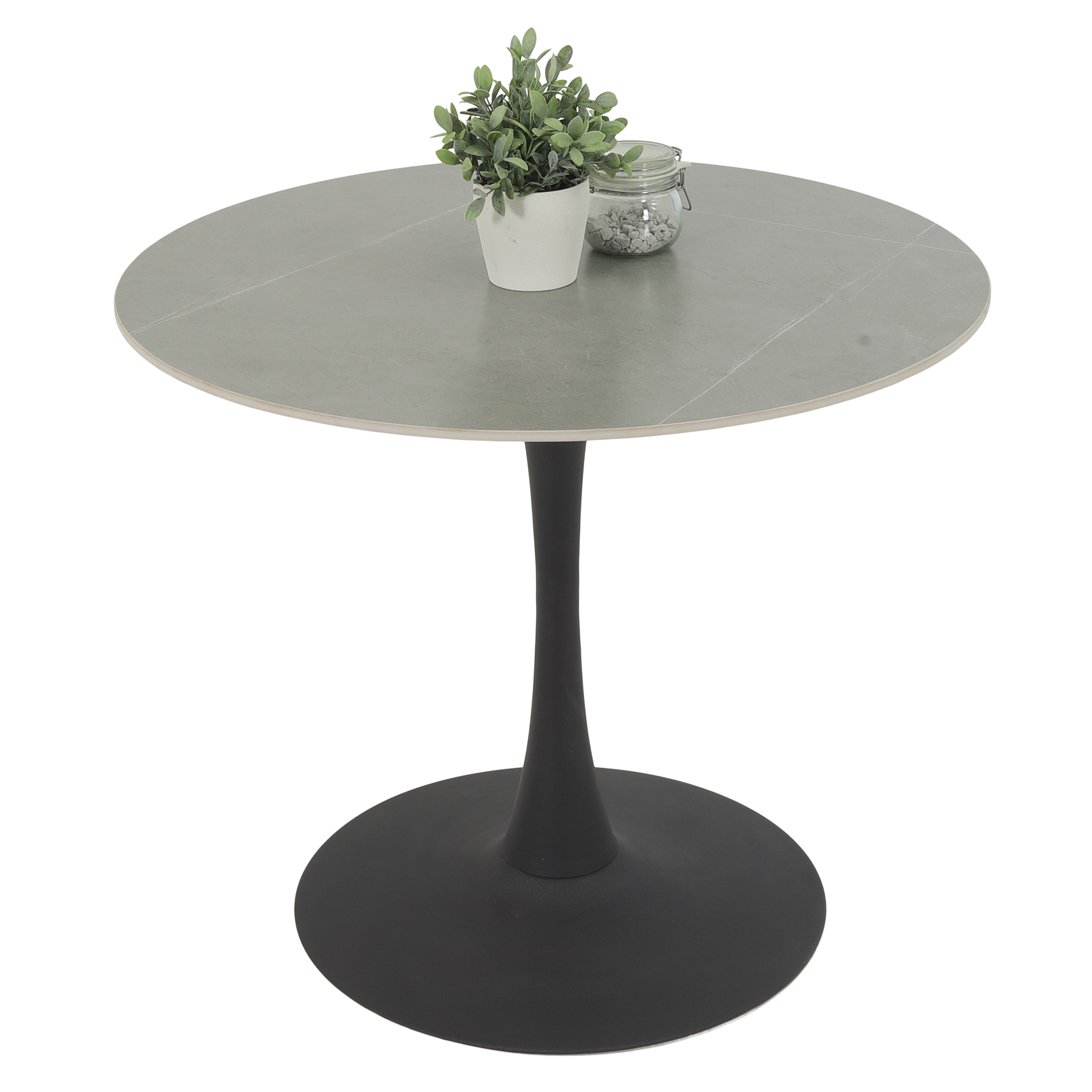 Esstisch - Marmor grau-anthrazit - Steinplatte - Ø 90 cm