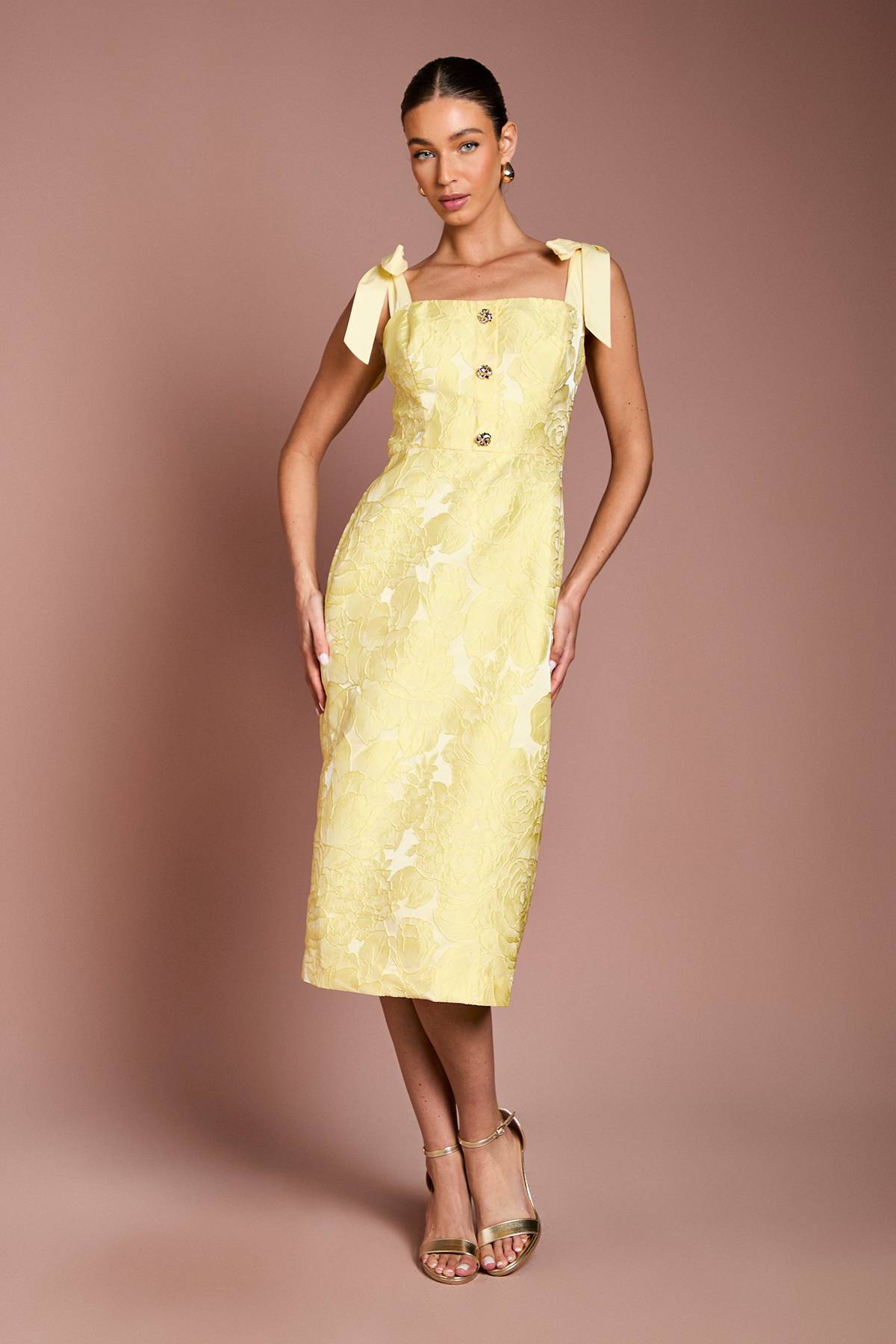 Coast Robe Crayon Jacquard à Détails Boutons et Liens aux Épaules