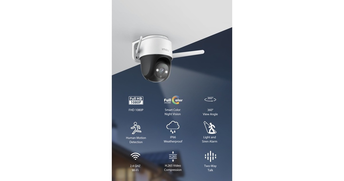 ImouCruiser 2MP beveiligingscamera  (Wit, 1080P, IP66 weersbestendig, Persoonsdetectie)