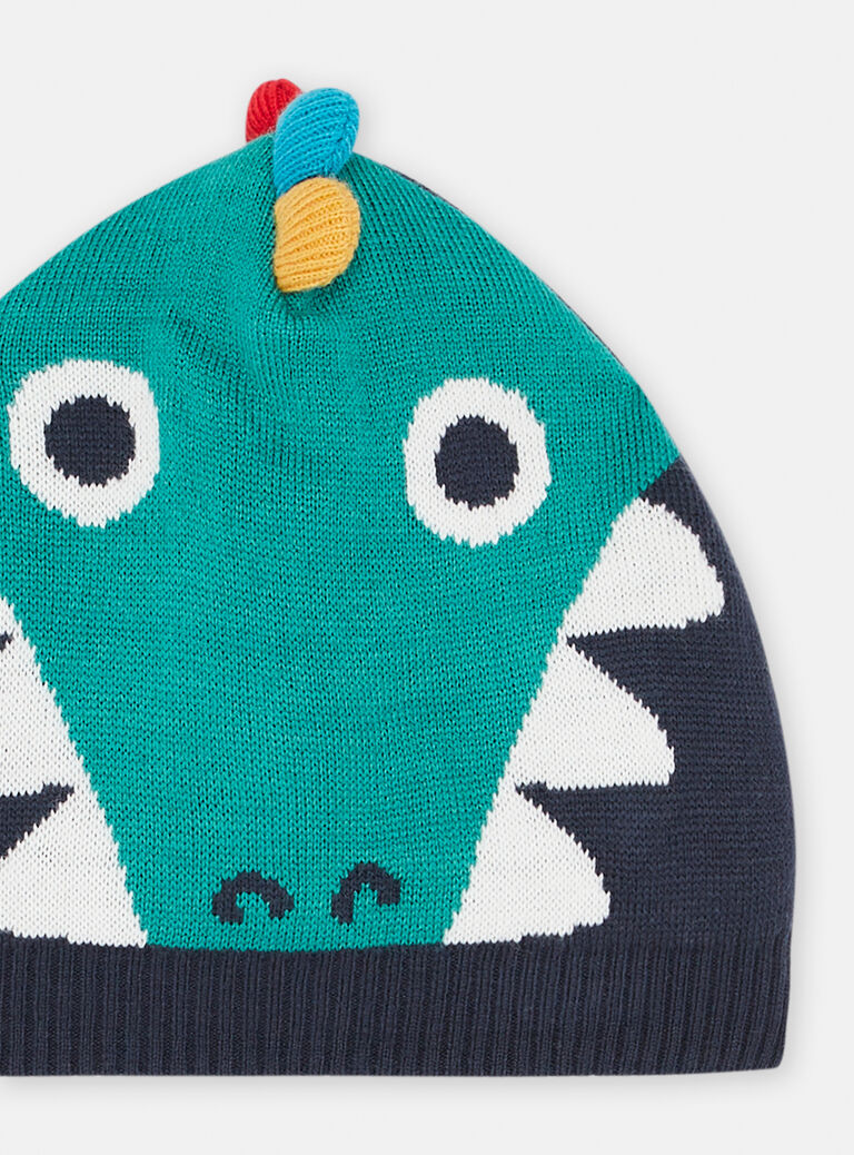 Bonnet bleu à animation crocodile
