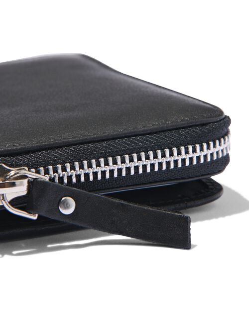 portemonnaie zippé cuir noir RFID 9.x11.5