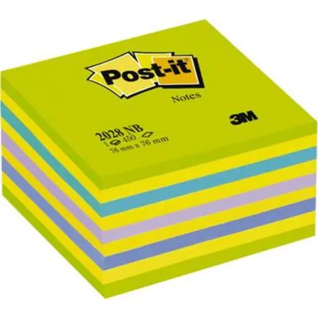 Post-it® Haftnotiz Würfel, 70 g/qm, 76 x 76 mm, neonblau/grün, 450 Blatt