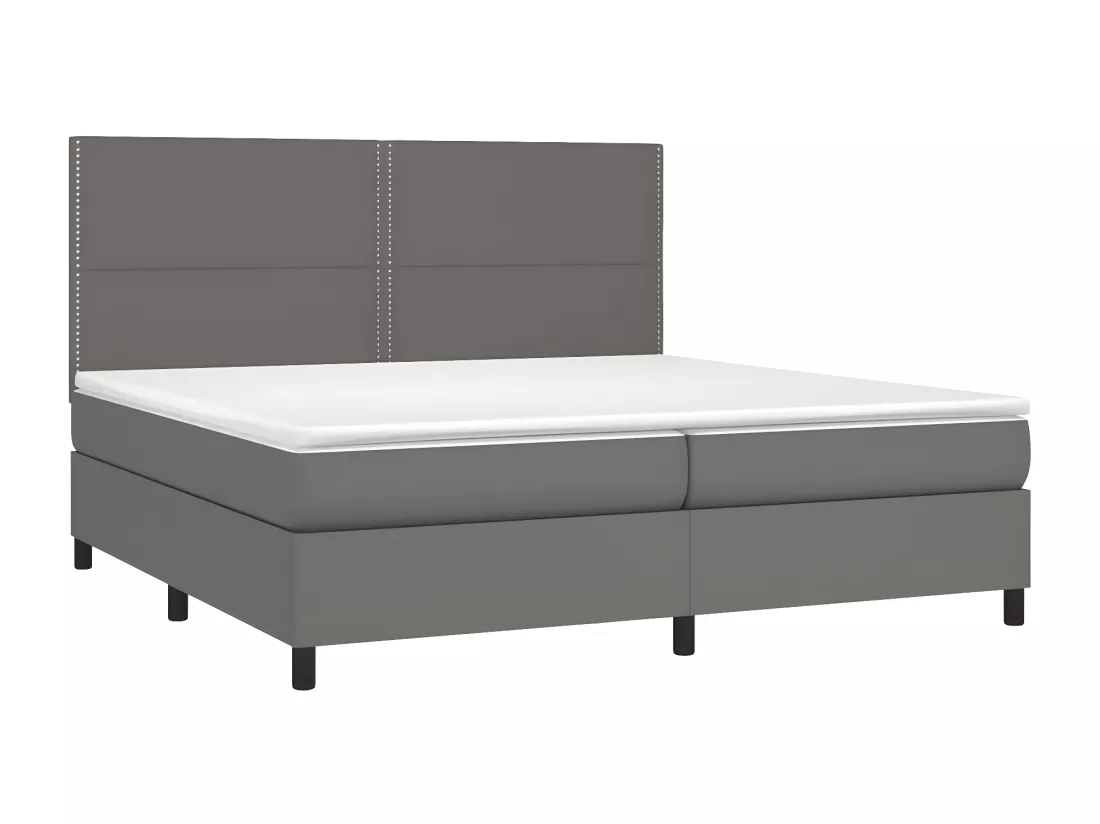 Sommier tapissier et matelas et LED Gris 200x200 cm Similicuir