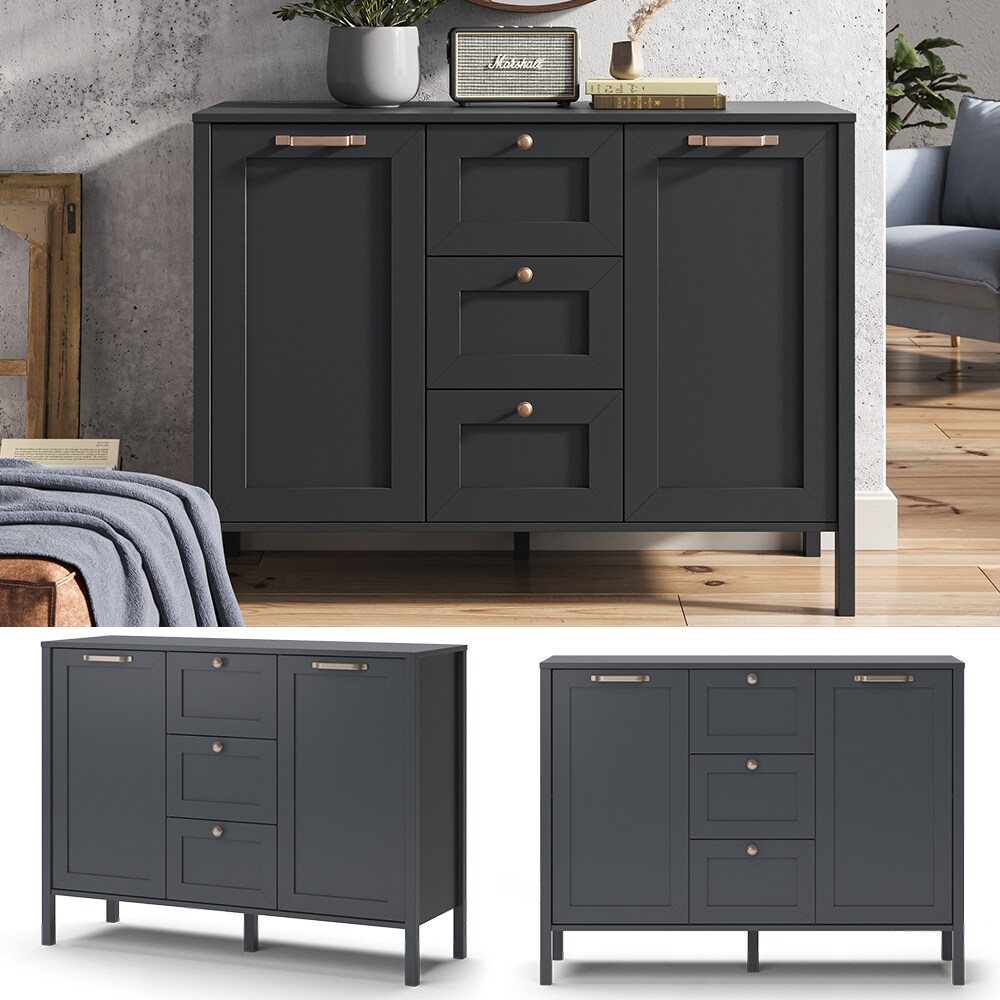 Vicco Kommode Wohnzimmerschrank Sideboard Ewan Anthrazit 120 cm Schublade Tür