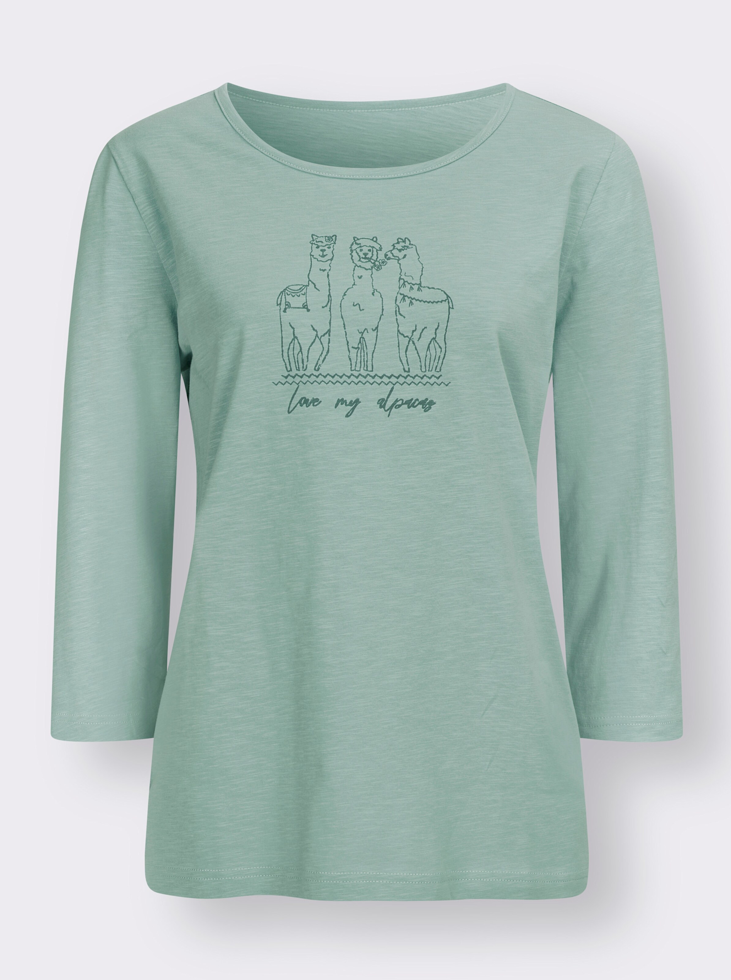 34-Arm-Shirt mit Alpaka-Druck