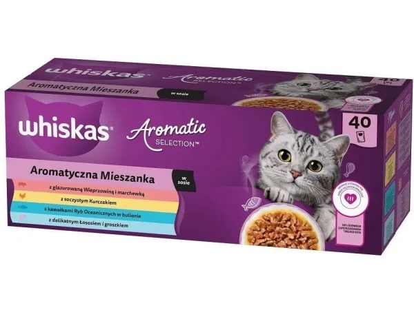 WHISKAS Aromatiske poser med blandet smag 40x85g