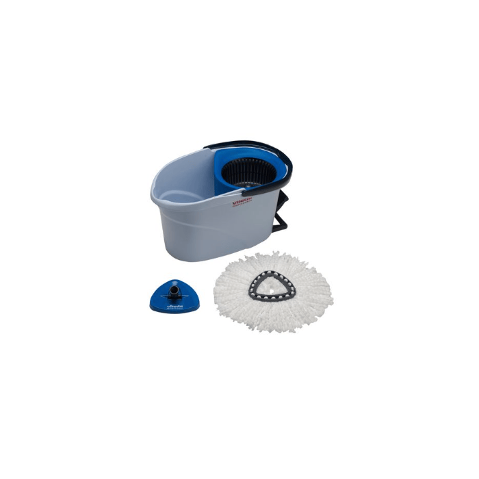 Vileda 152912 US Mini starterkit -  emmer met 6L capaciteit, blauwe pers, mopframe, microvezelmop - exclusief steel