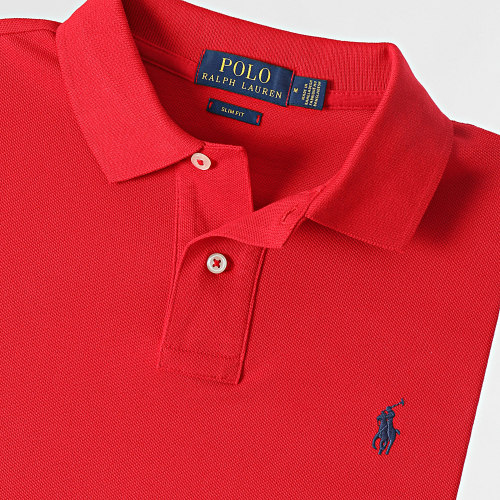 Polo Manches Courtes Slim Coton Piqué Rouge