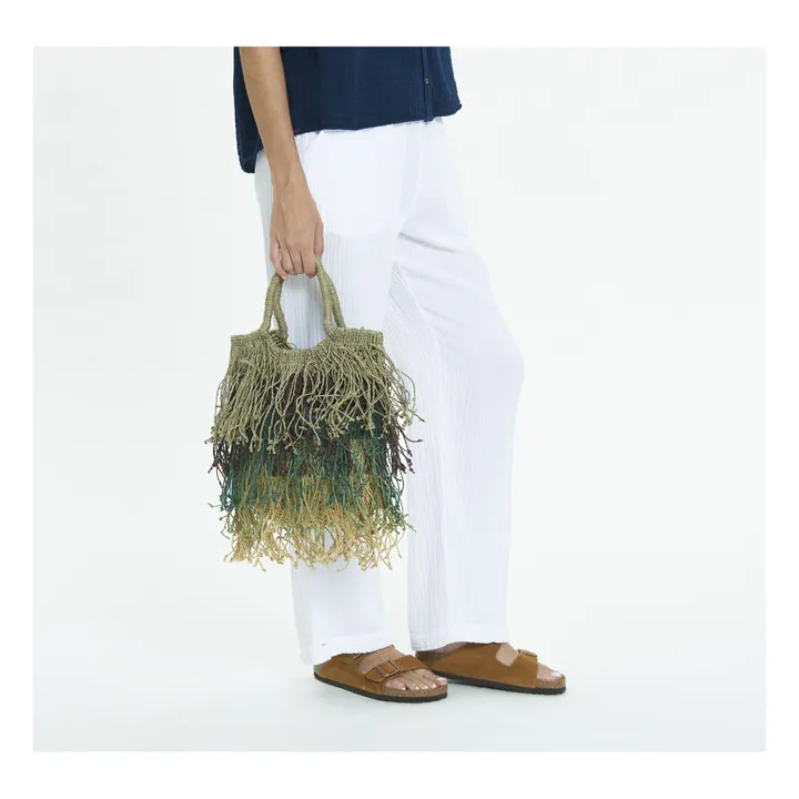 Maison Bengal Sac Jute Macramé Franges Multicolore | Marron