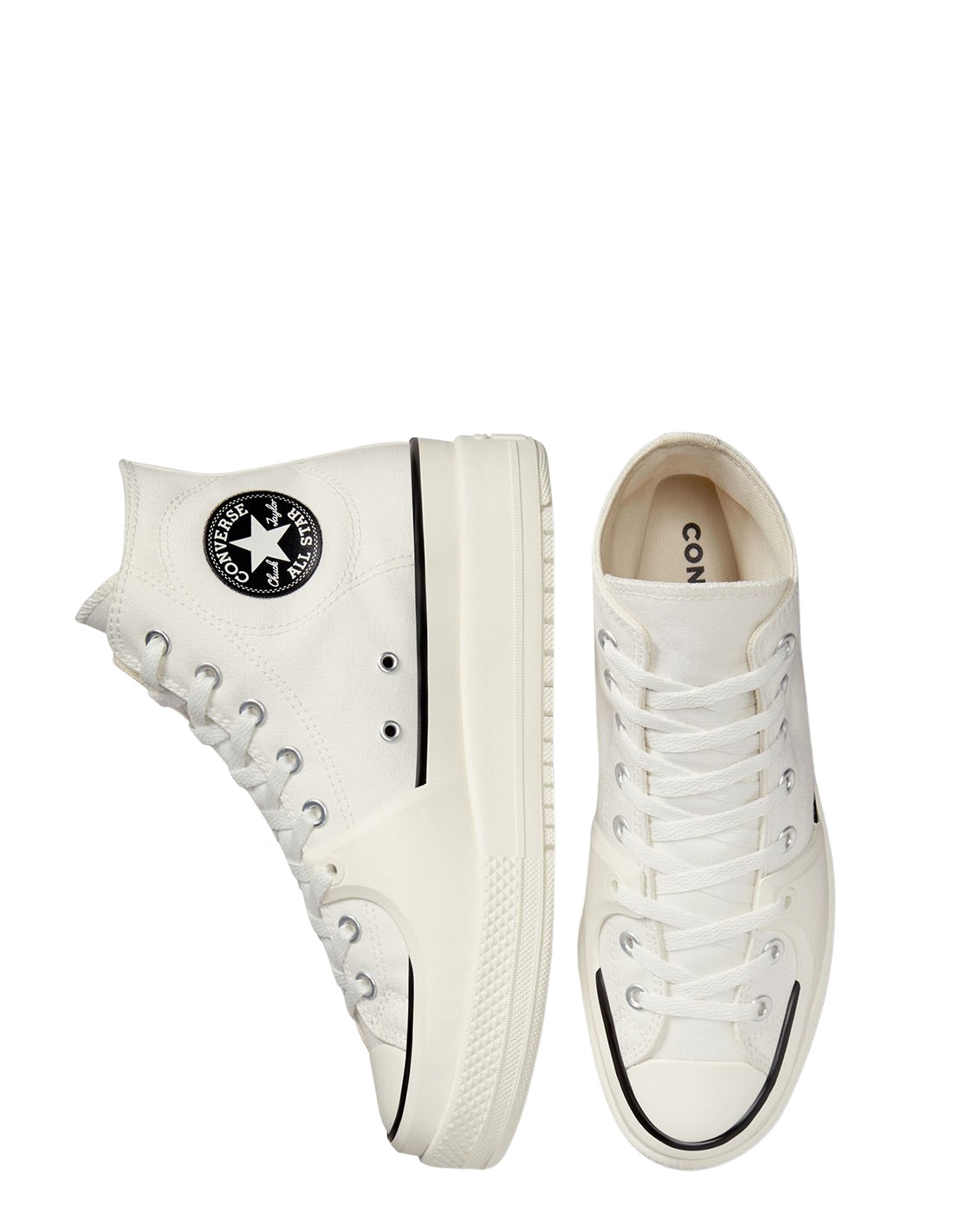 converse sneakers compensées montantes femme ctas construct hi blanc noir