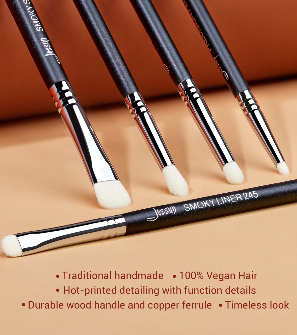 Jessup Beauty - Conjunto de pincéis PRO 7pcs - T334: Black/Silver
