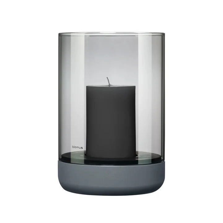 Blomus - Calma Windlicht, Ø 15 cm, rauch / stahlgrau