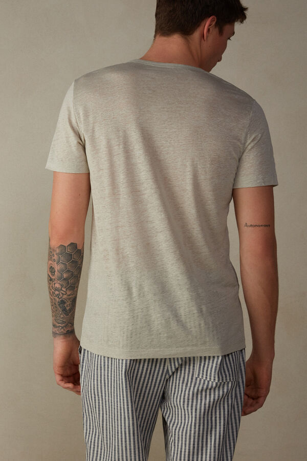 Camiseta de linho de manga curta