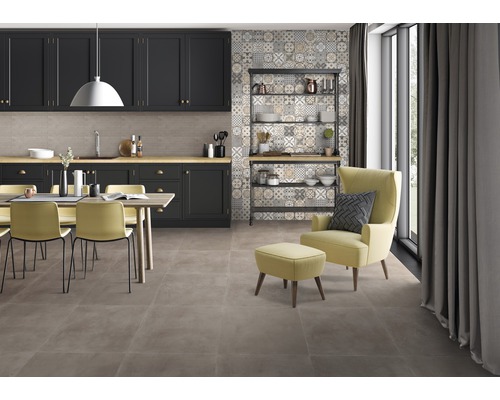 Porseleinen tegeldecoratie Cementine crème mix 15 x 15 x 0,9 cm diverse designs mat R10B