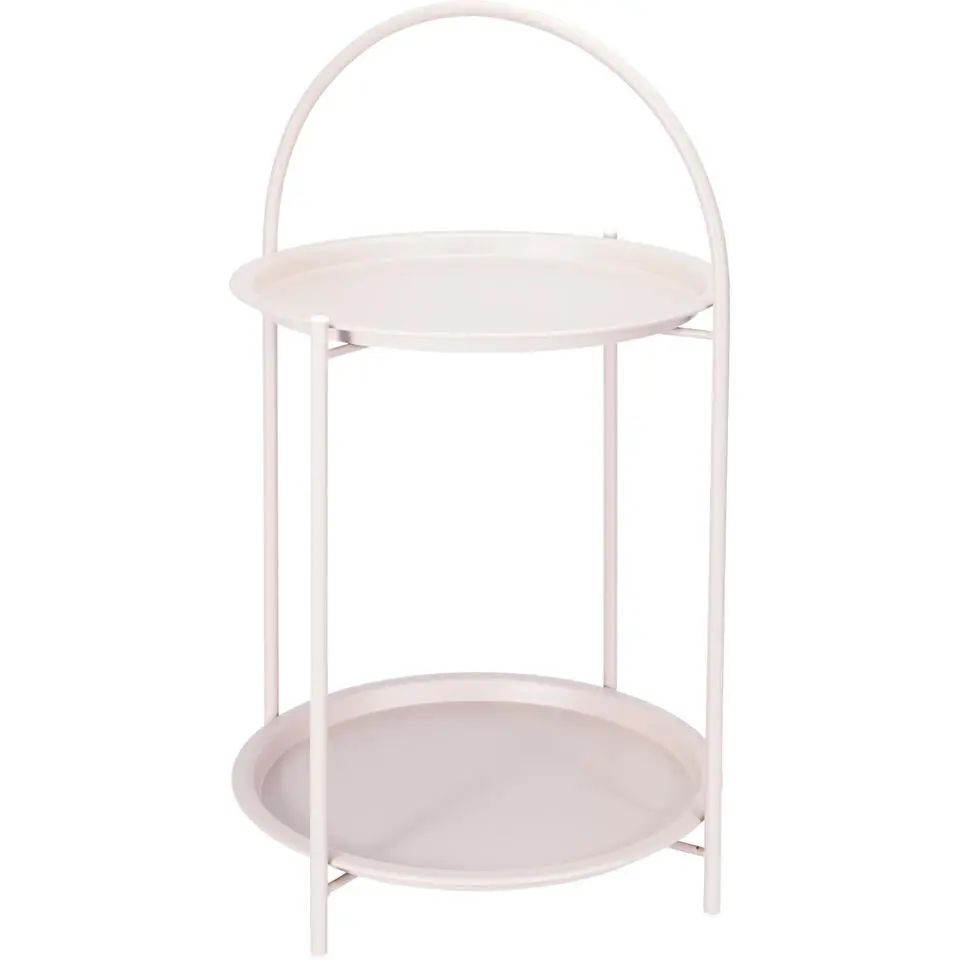 Home & Styling Bijzettafel 2 laags - beige - metaal - 40 x 66 cm