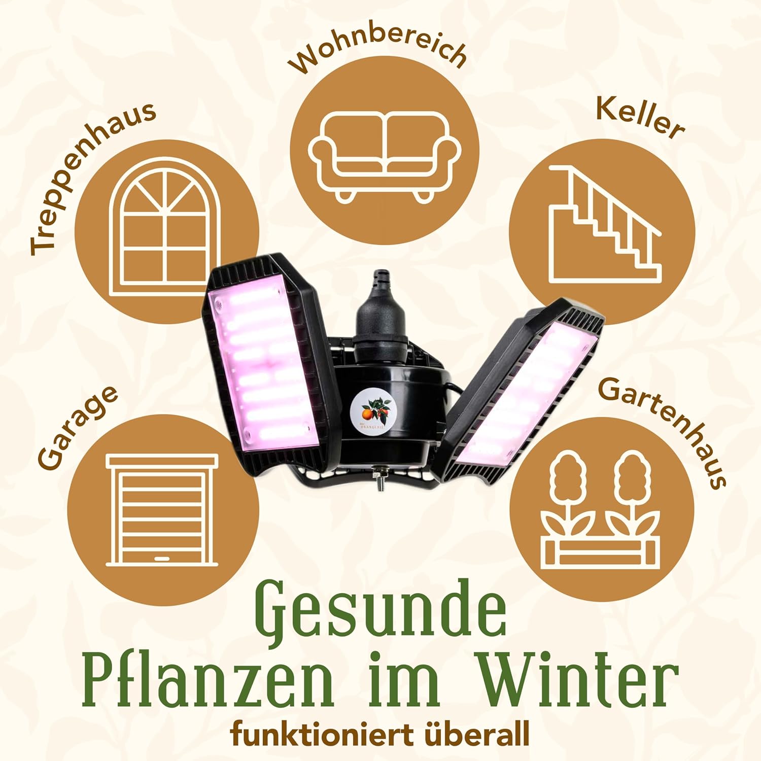 Meine Orangerie - LED-Pflanzenlampe FLEX [60W] - Vollspektrum LED Pflanzenleuchte zur Überwinterung von mediterranen Pflanzen - Entwickelt mit den Zitruspflanzen-Profis (LED Lampe)