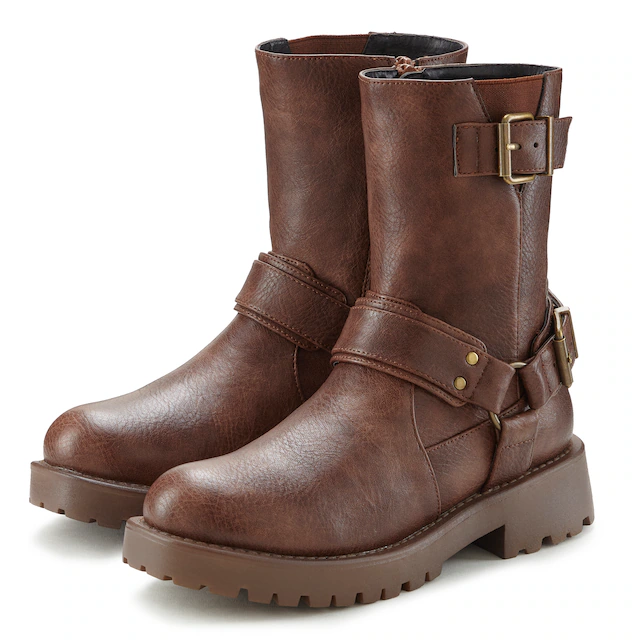 LASCANA Bikerboots  mit trendigen Zierschnallen, Stiefel, Stiefelette