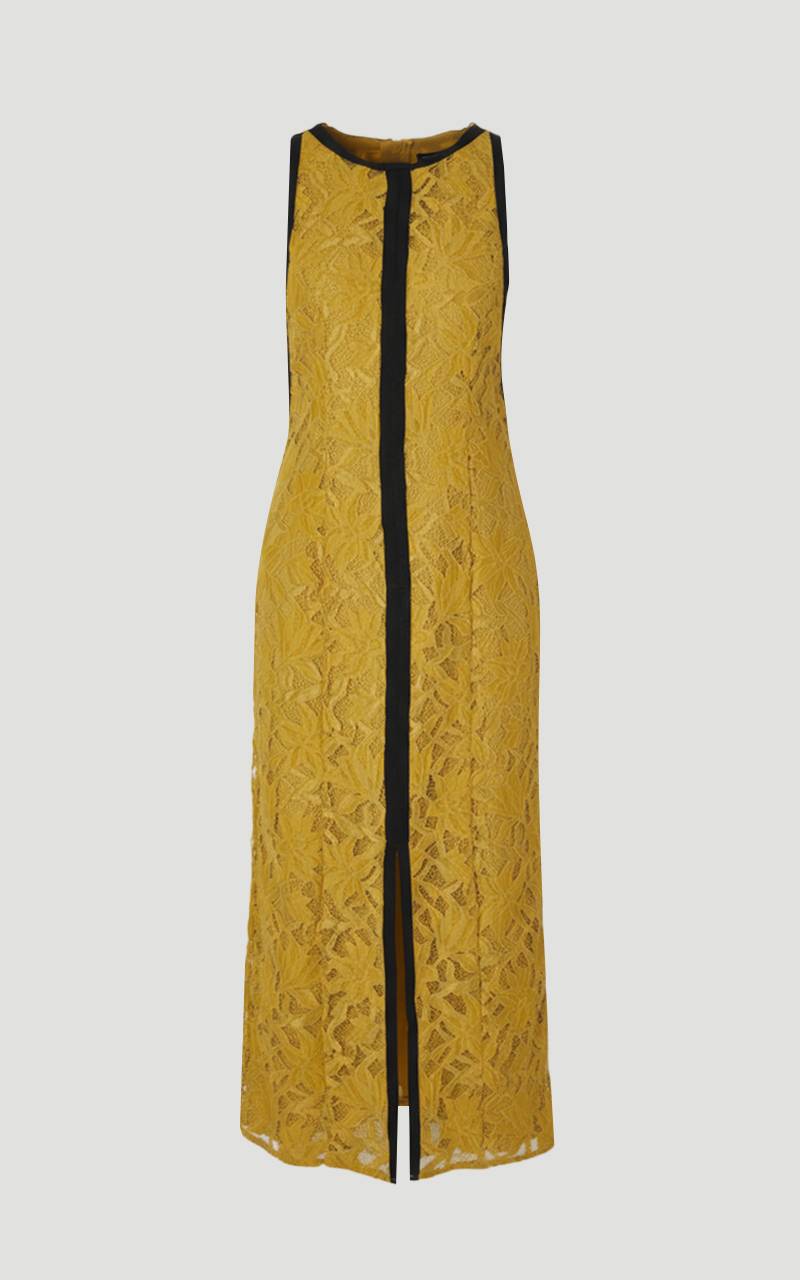 KarenMillen Robe maxi en dentelle avec passepoil noir tissé