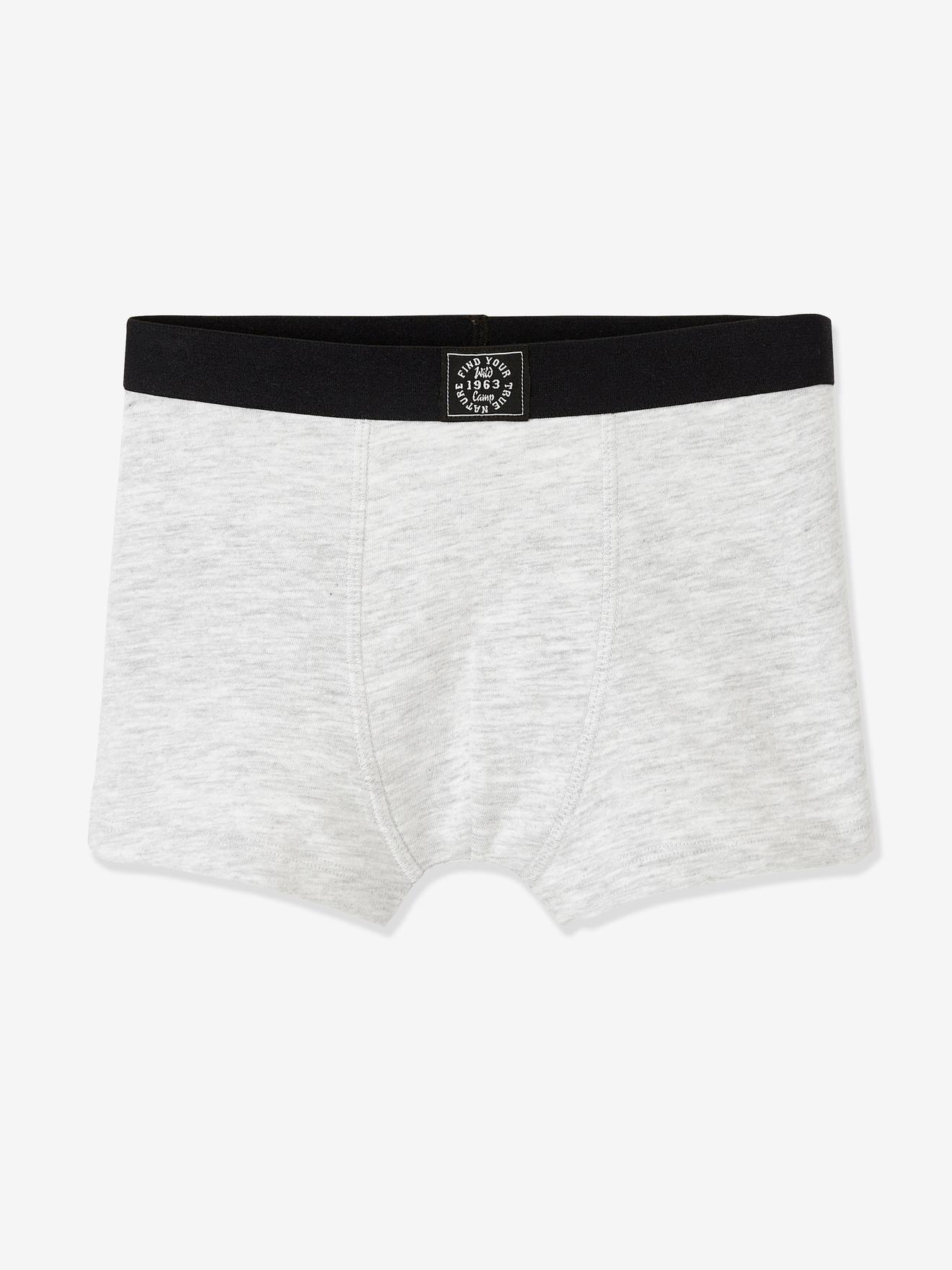Pacote com 5 cuecas boxer cinza claro mesclado para meninos