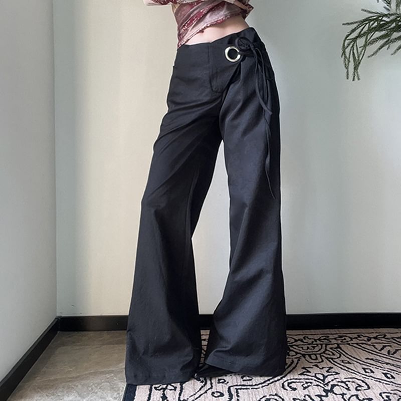 Honet - Lage taille, strikceintuur, losse, wijde broek