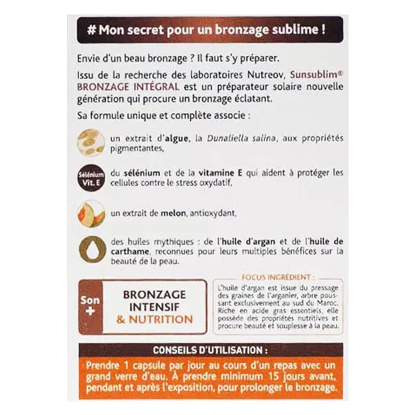 Nutreov Physcience Sunsublim Bronzage Intégral Lot de 3 x 30 capsules