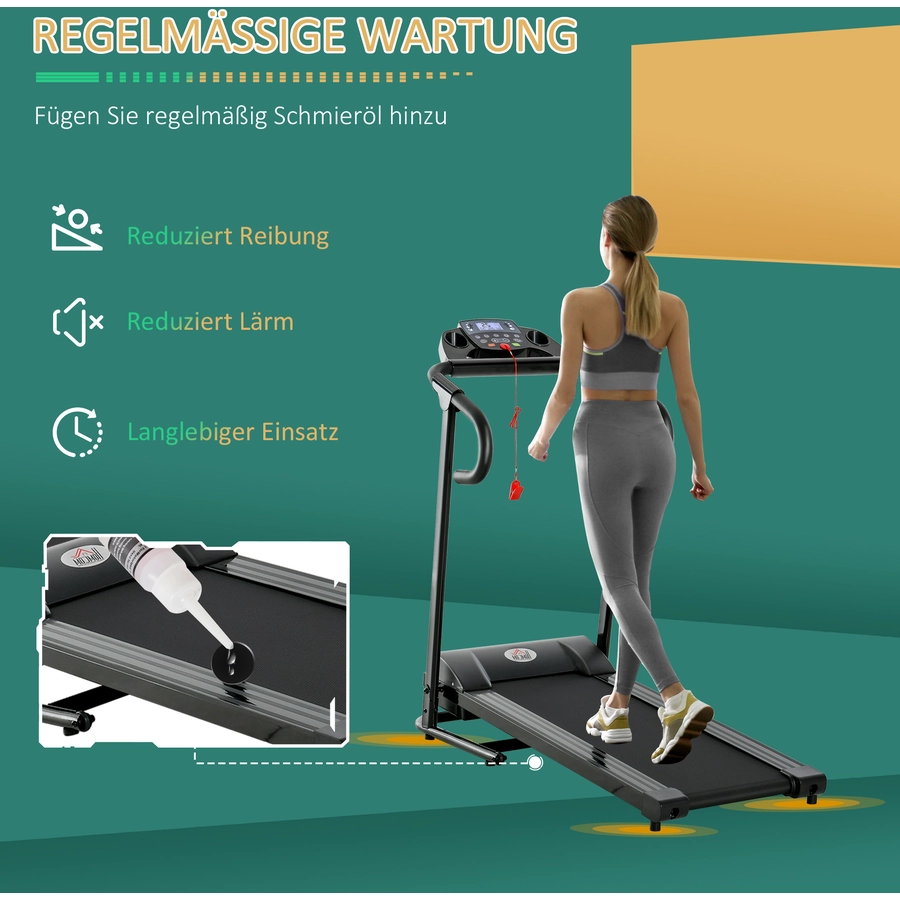 HOMCOM Laufband mit Handyhalterung schwarz