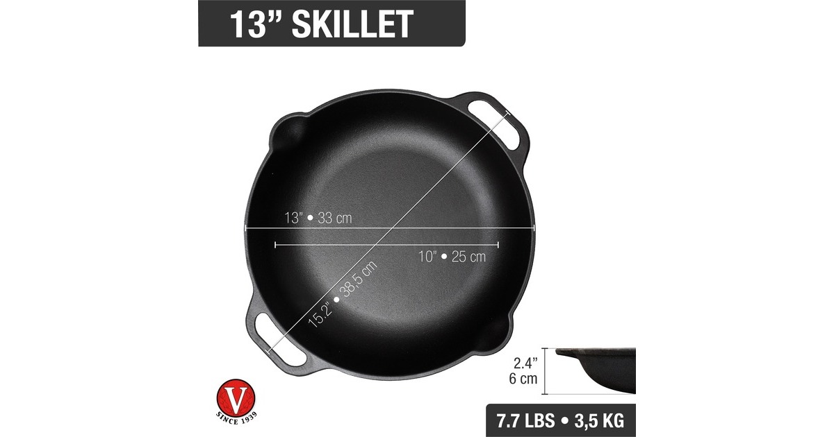 VictoriaSkillet met twee handgrepen 33 cm, Enameled bak-/braadpan  (Zwart, Color packaging)