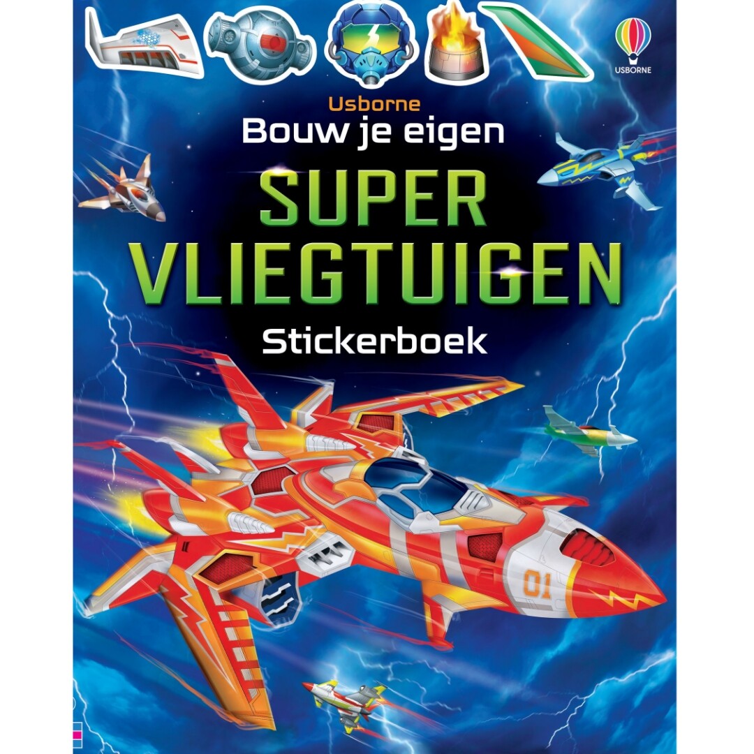Uitgeverij usborne stickerboek bouw je eigen supervliegtuigen