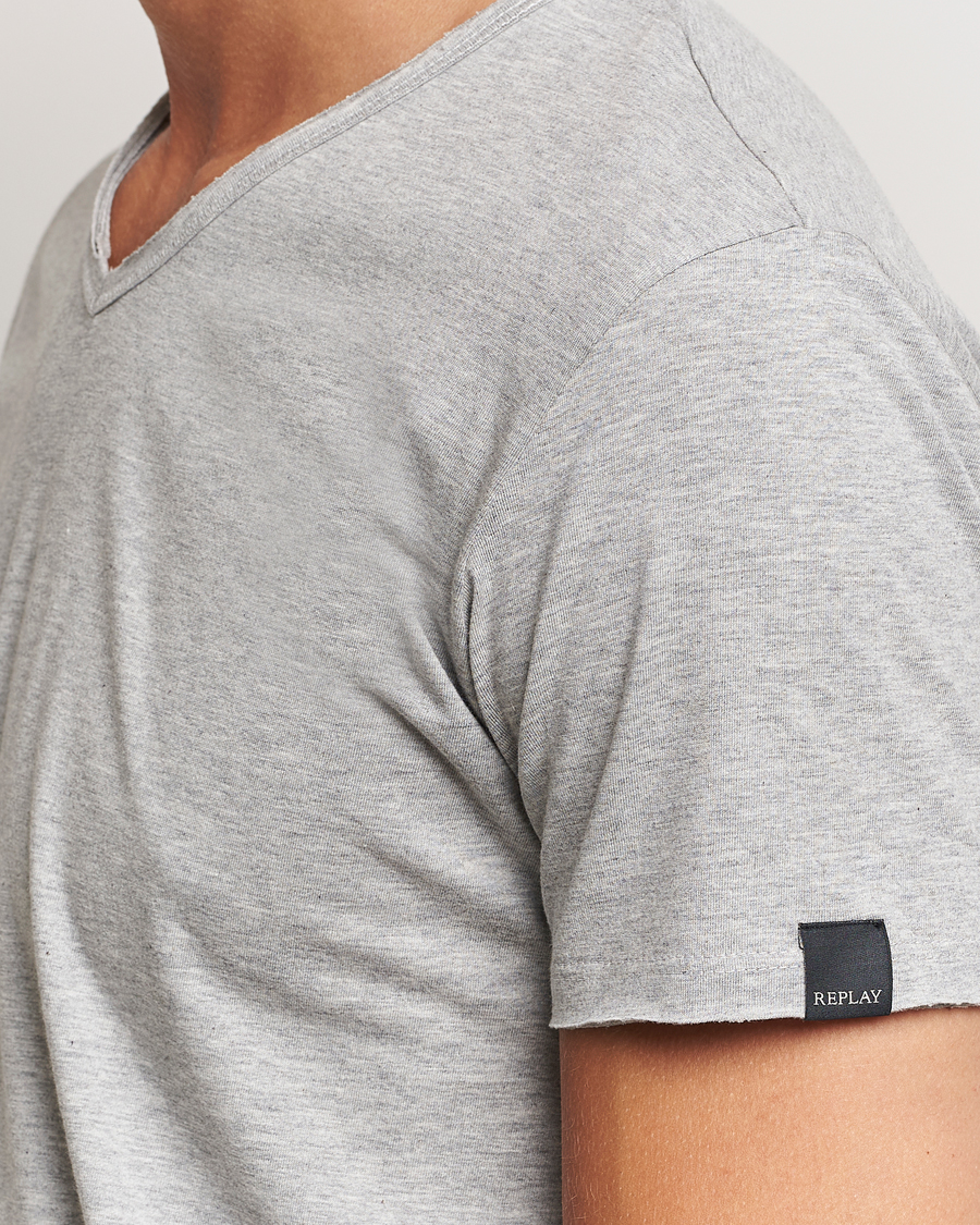 Replay V-Neck T-Shirt Light Grey Melange