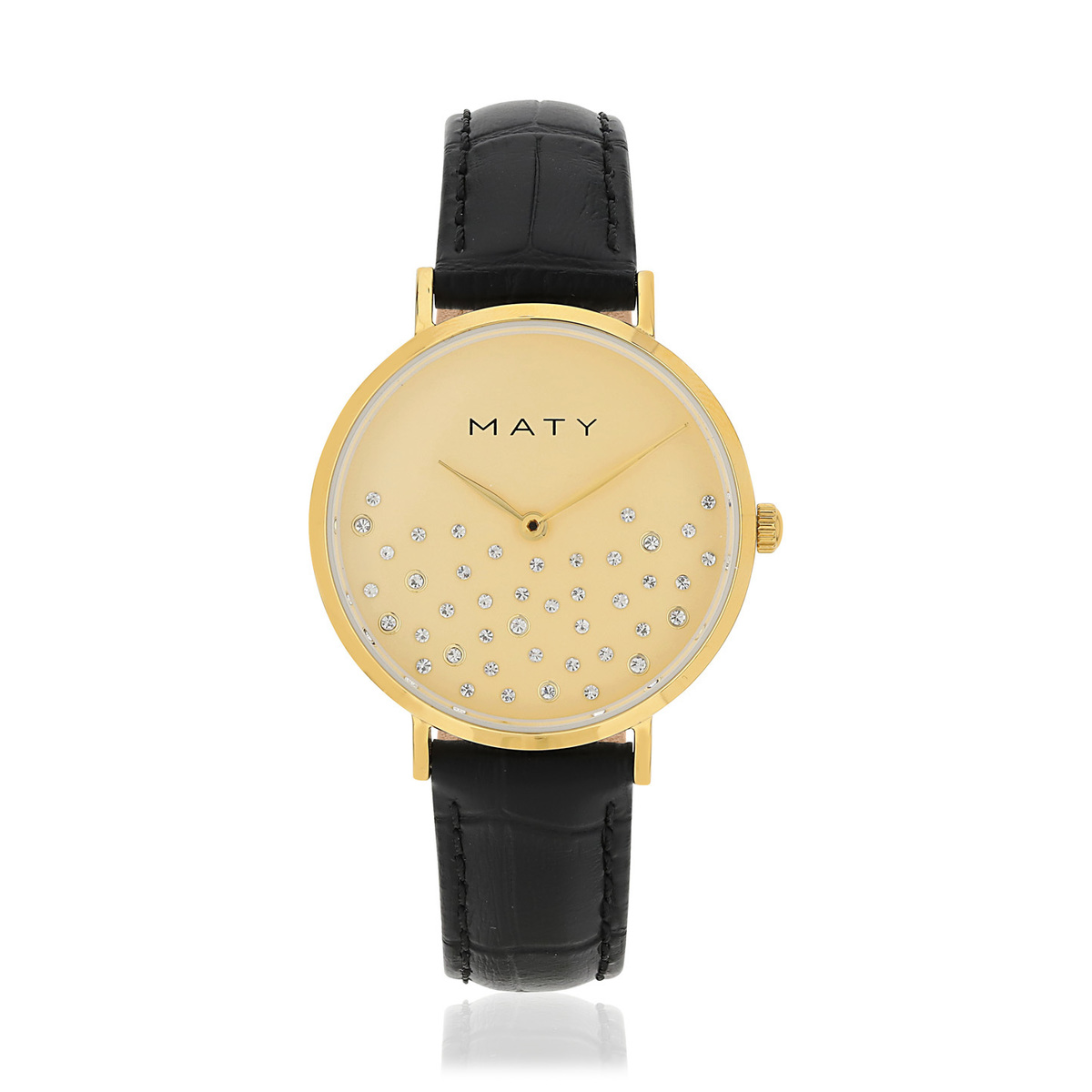 Montre femme acier doré bracelet cuir noir