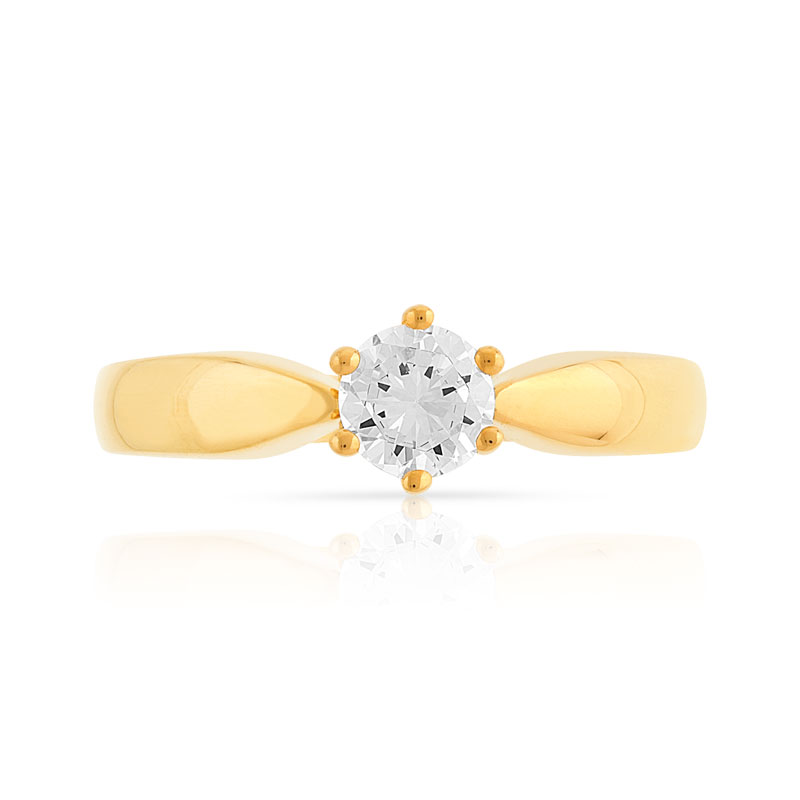 Bague Solitaire or 750 jaune diamant 0.40 ct H/SI