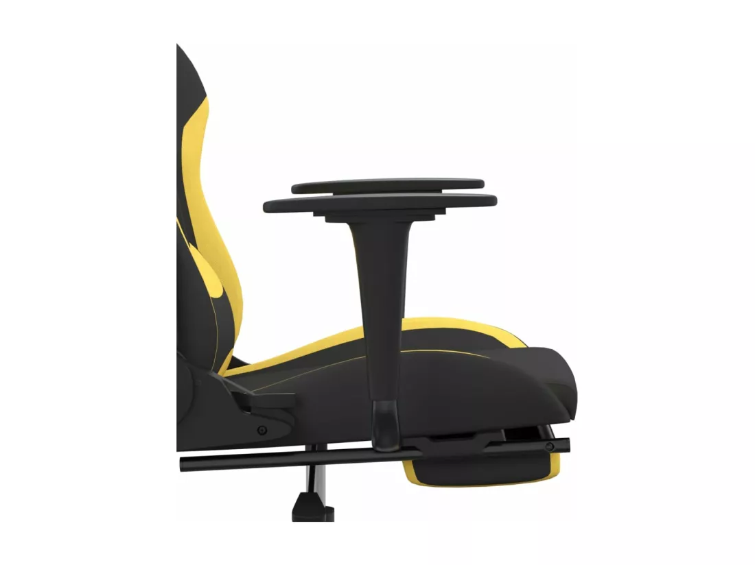 Chaise de jeu de massage avec repose-pied Noir et jaune Tissu