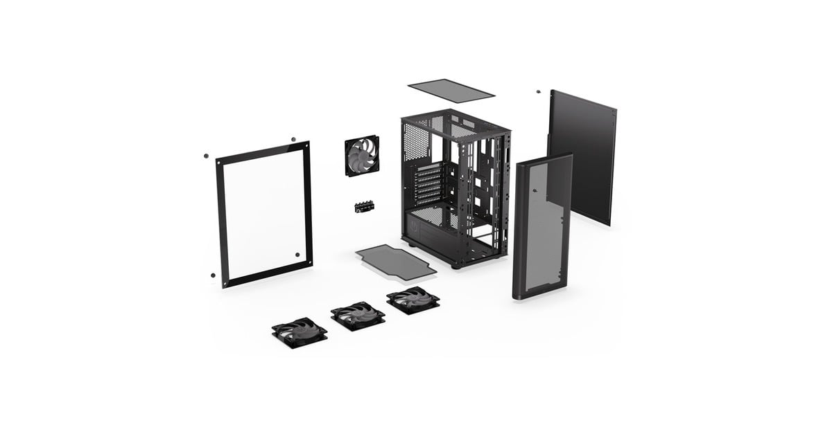 ENDORFYVentum 200 ARGB midi tower behuizing  (Zwart | 2x USB-A | RGB | Window)