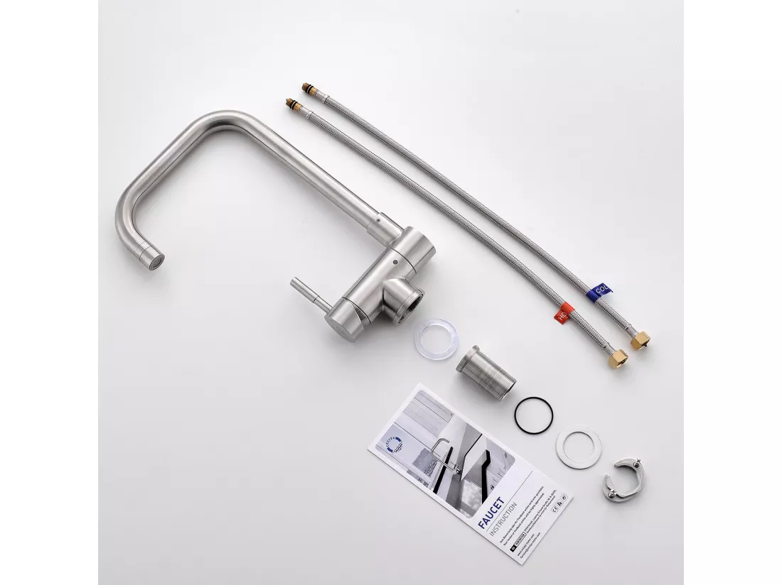 2PCS Cecipa max Robinet de Cuisine Rabattable 2 Jets aux Choix, Mitigeur Evier Repliable Inox devant Fenêtre, Robinet Évier Pivotant à 360º,EU Modèle