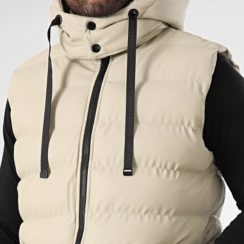 Doudoune Sans Manches Capuche Beige