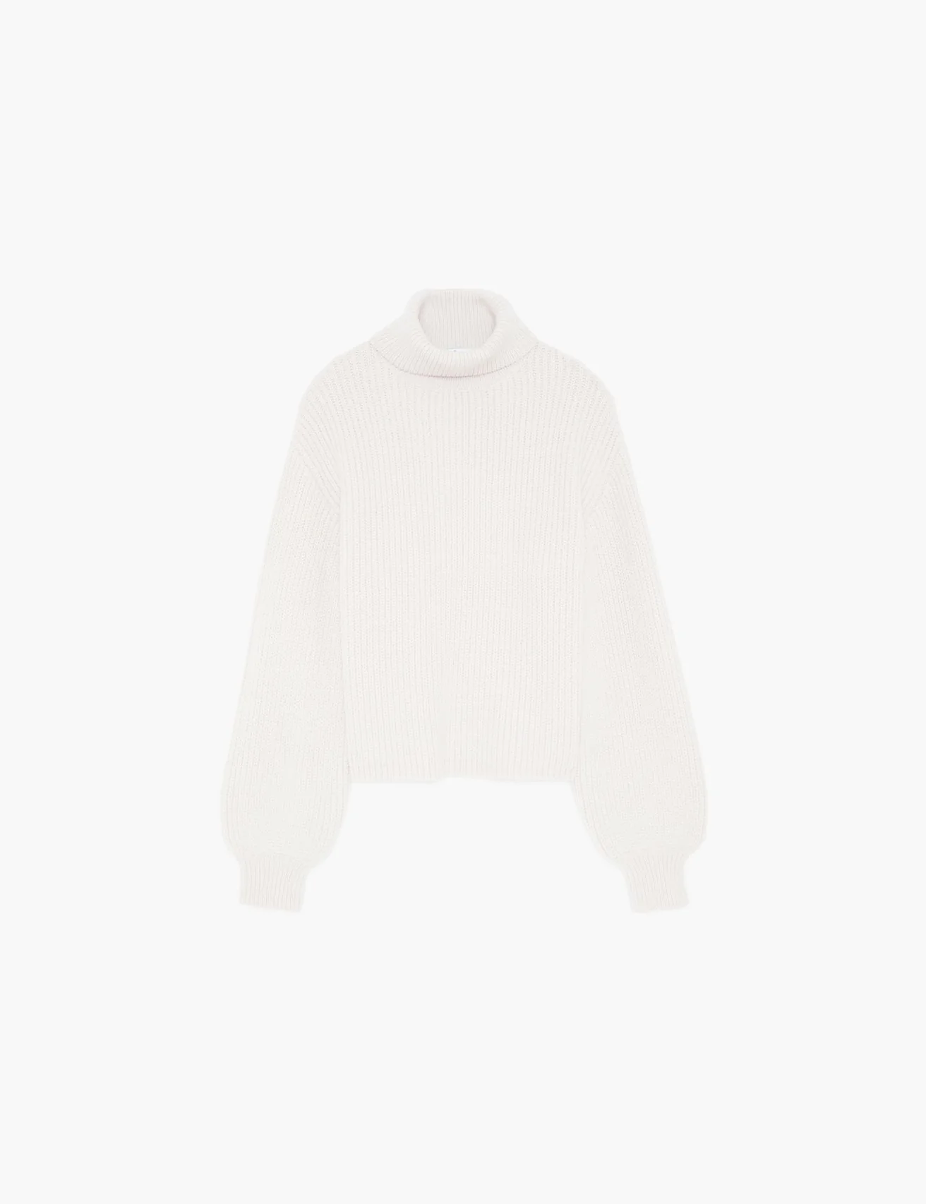 Pull col roulé beige
