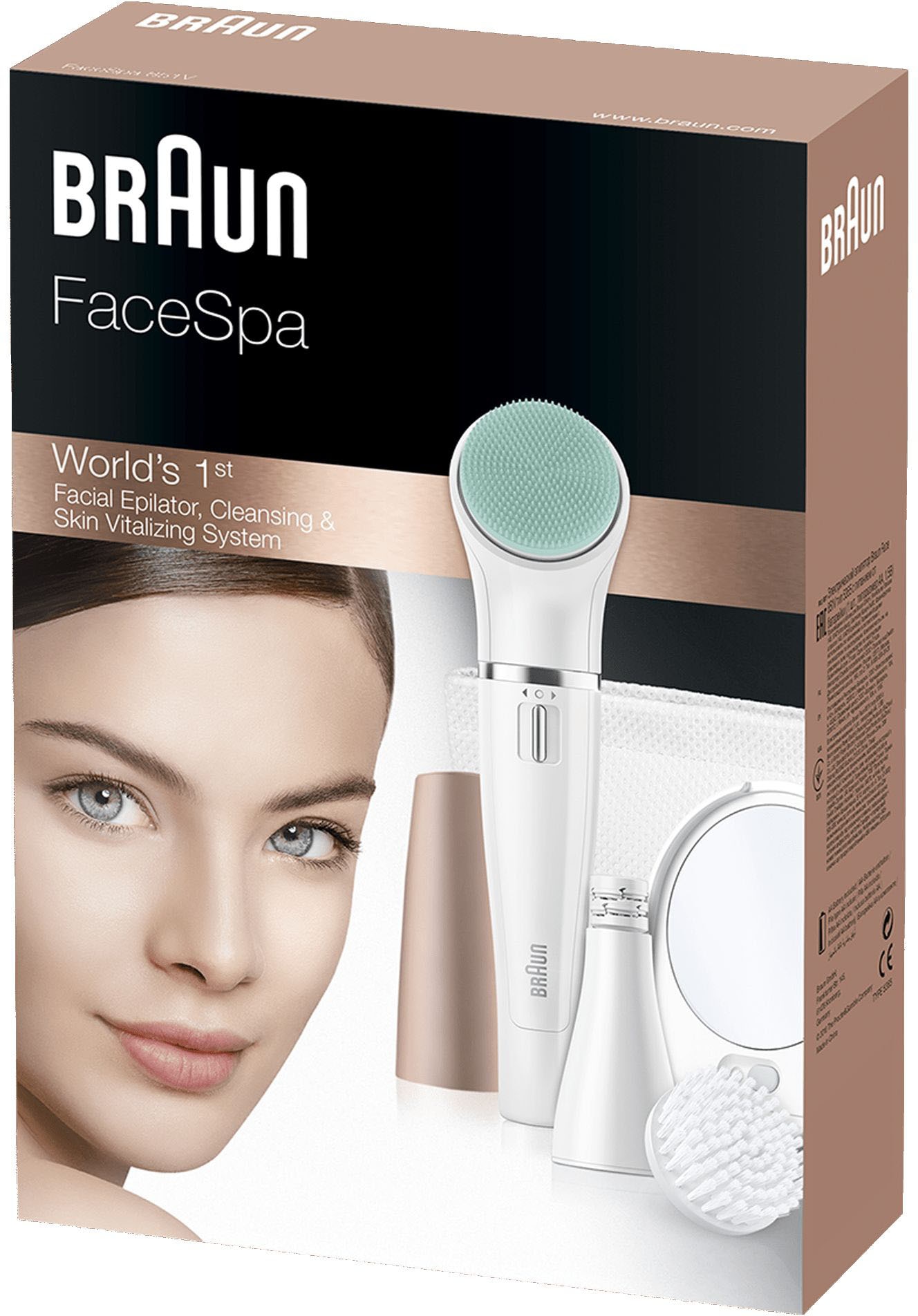 Braun Gesichtsepilierer »FaceSpa 851V 3-in-1« 3 Stk. Aufsätze mit zusätzlicher Batterie