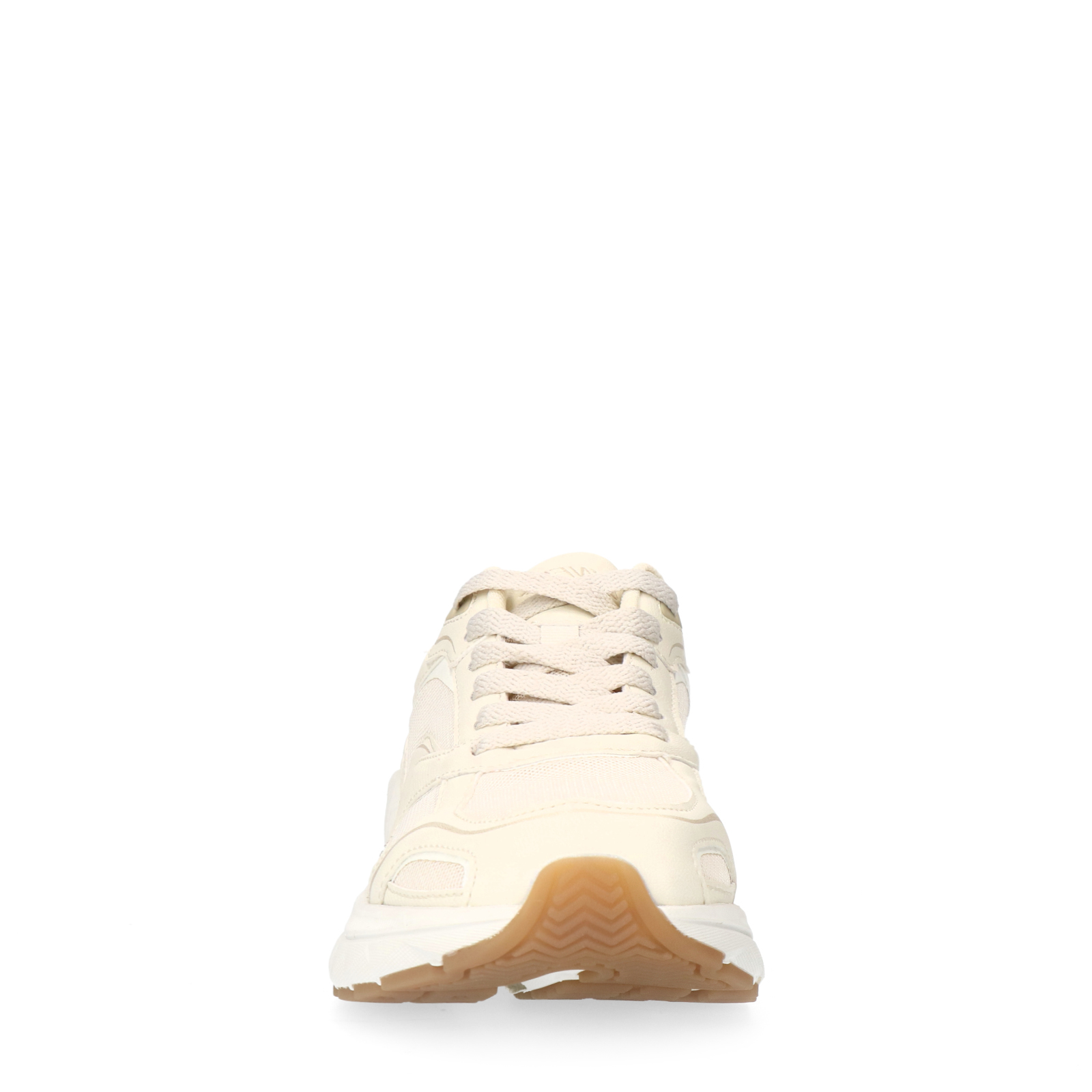 Witte crème sneakers met mesh details