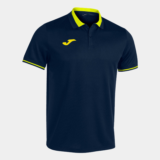 Camisa polo de manga curta Joma Championship, azul-marinho/amarelo