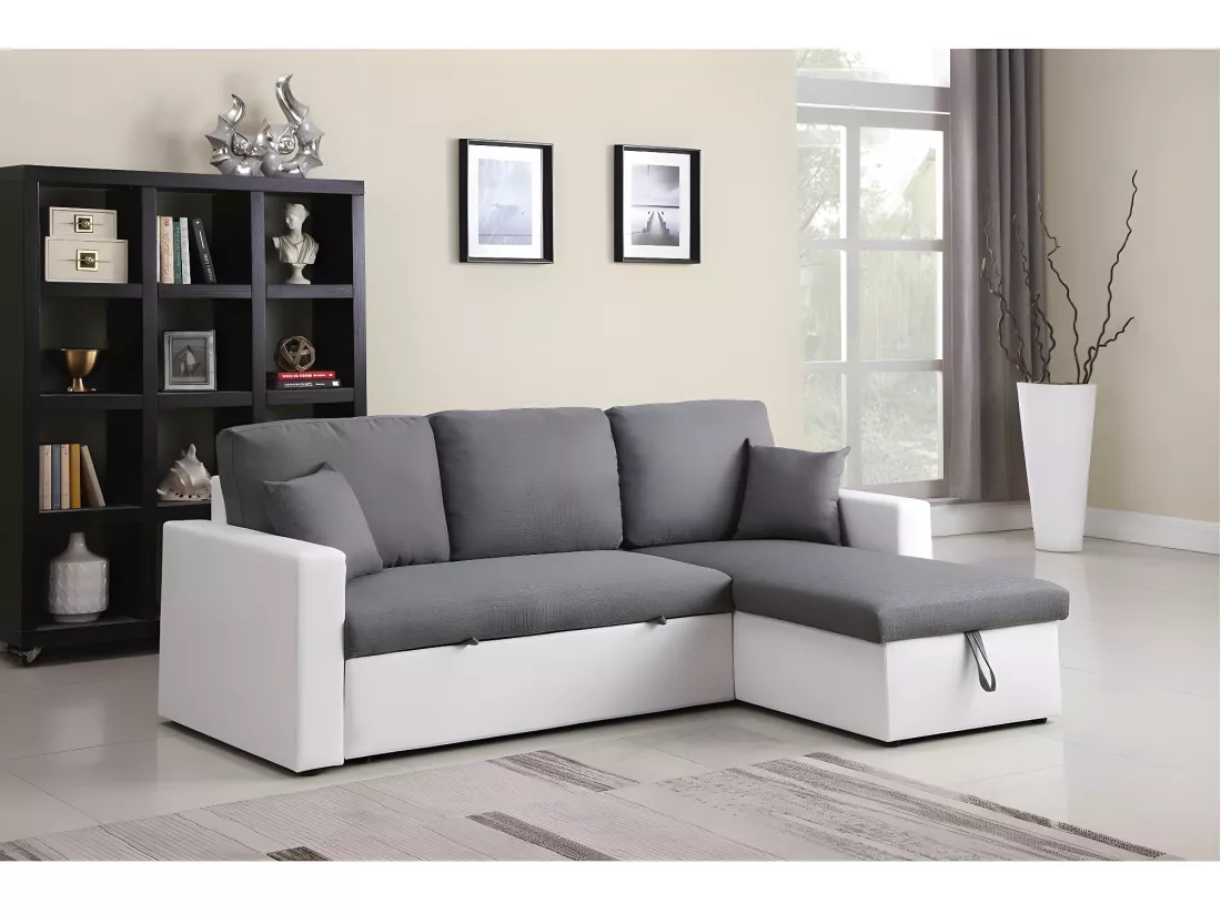Canapé d'angle convertible/ réversible avec coffre 
