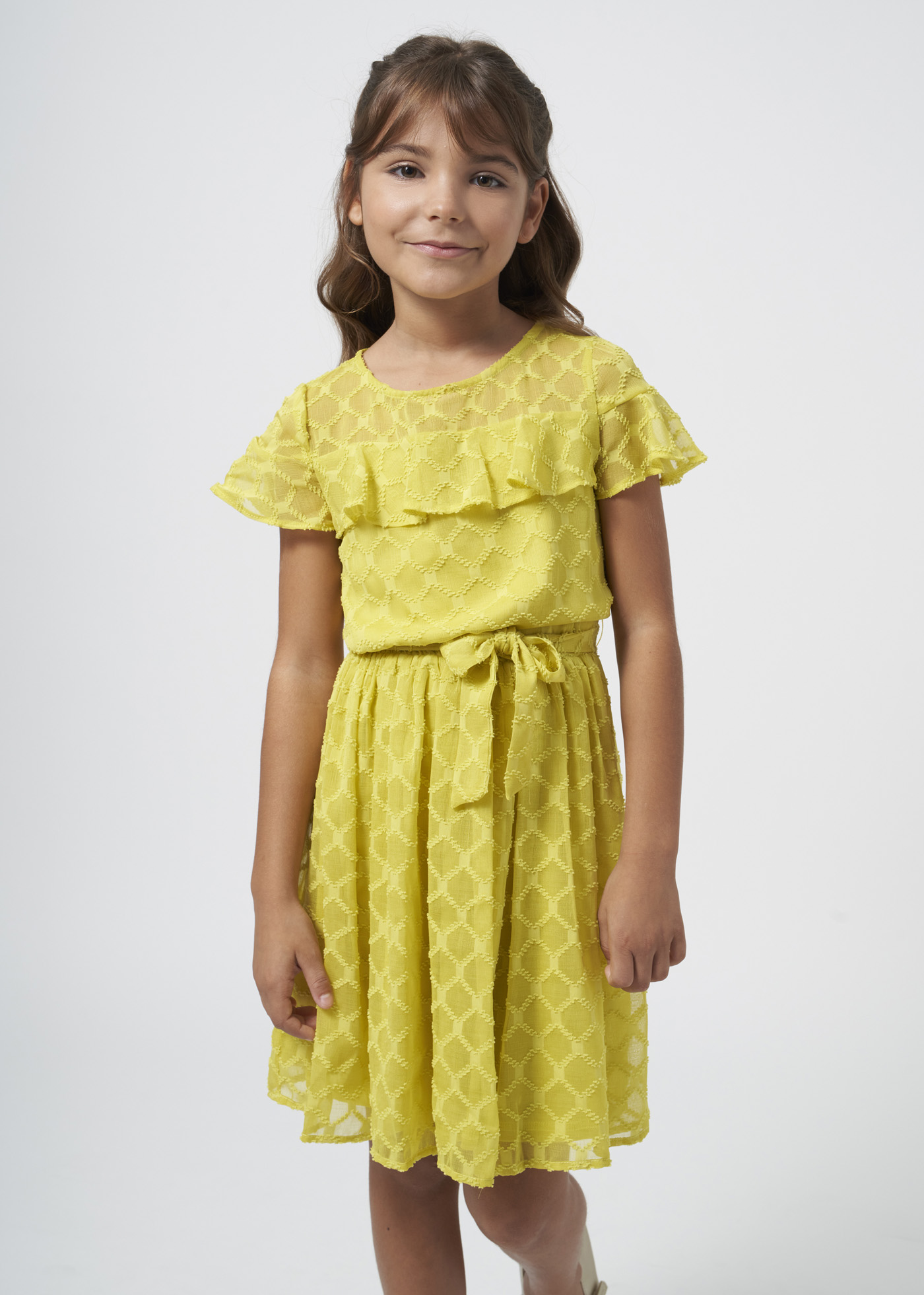 Vestido de chiffon com estampa de flamingo para meninas