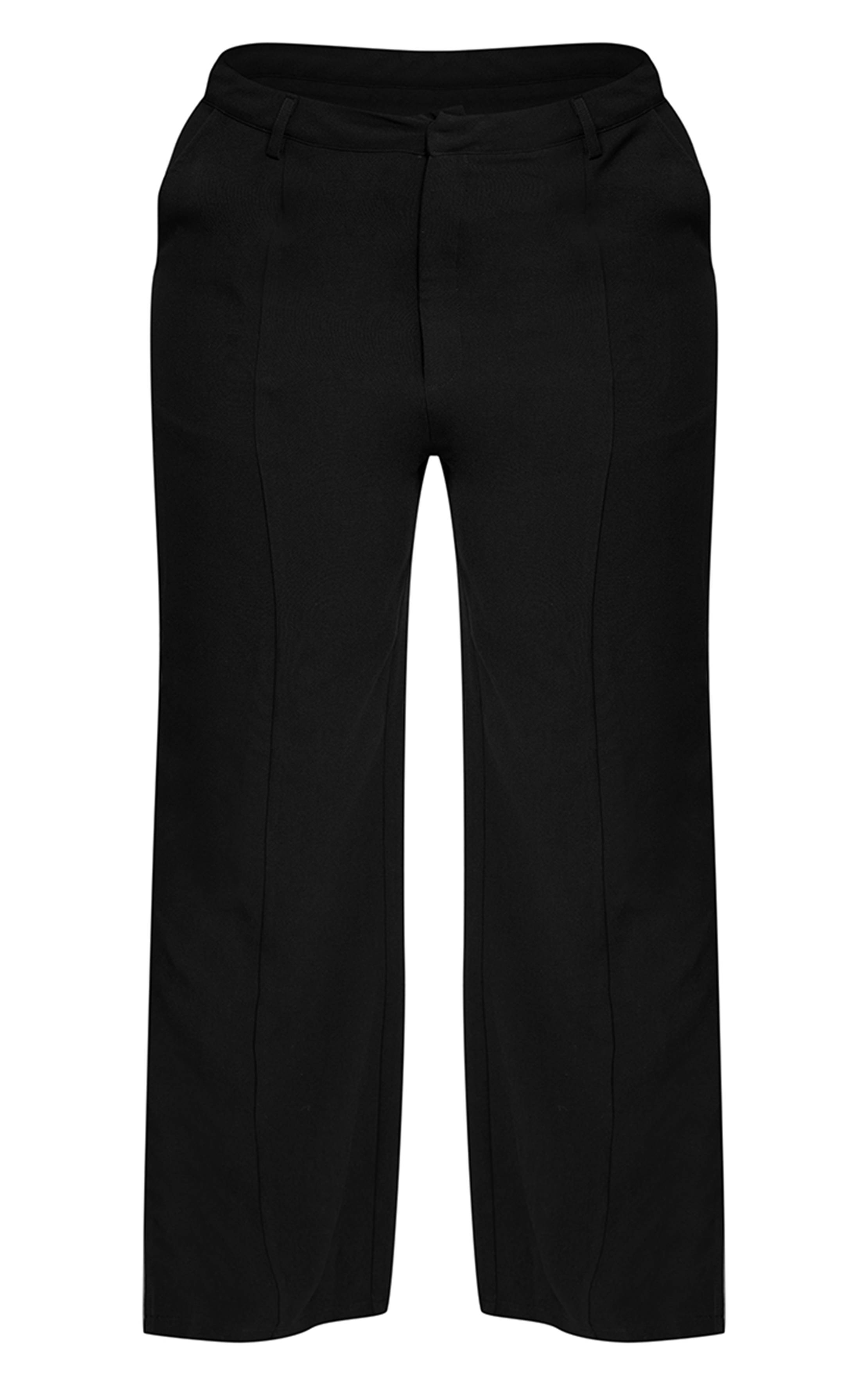Noir Pantalon Large Grande Taille À Ourlet Fendu