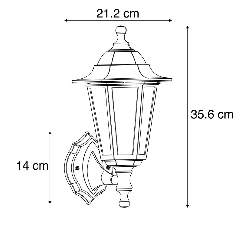 Antieke buitenwandlamp, goud, IP44 - New Haven