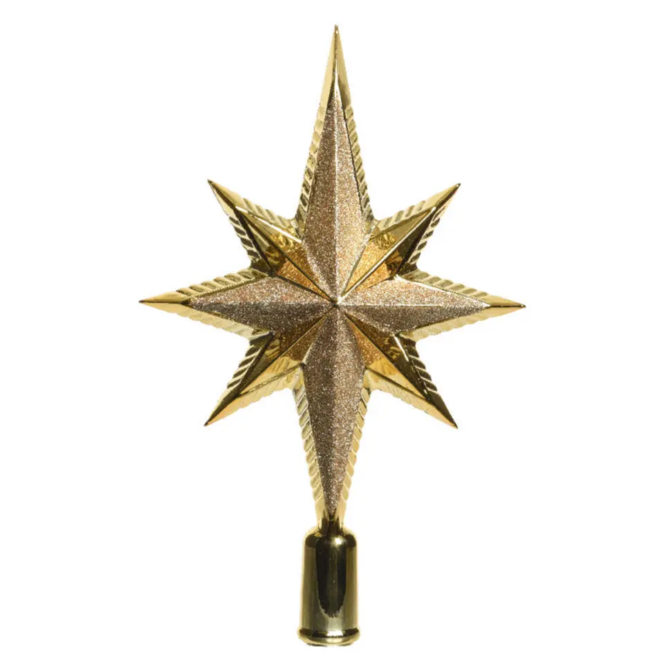 Decoris kerstpiek ster - goud - kunststof - 25,5 cm
